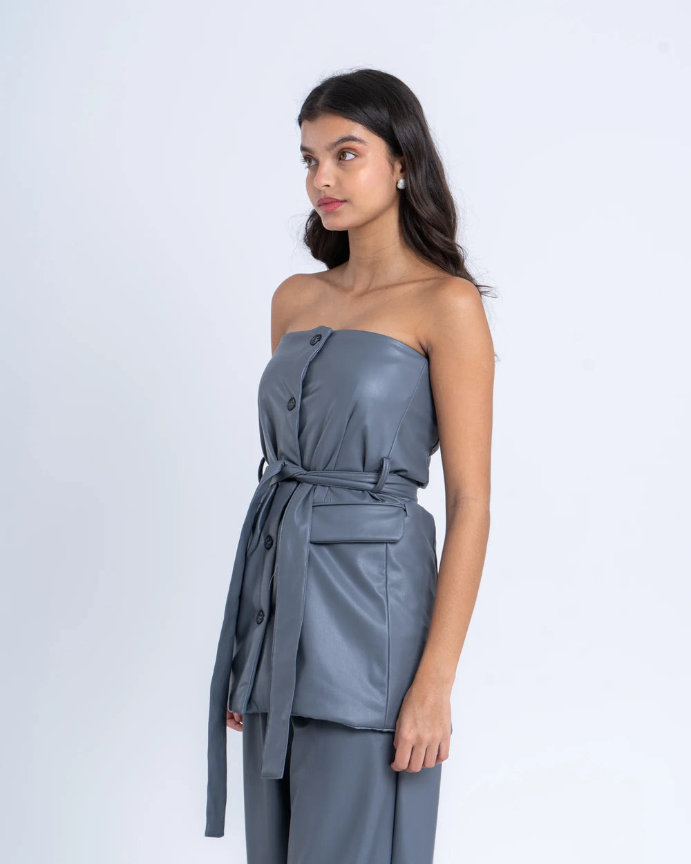 Faux Leather Belted Vest - Venti