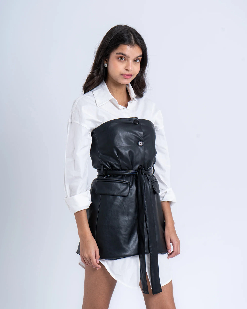 Faux Leather Belted Vest - Venti