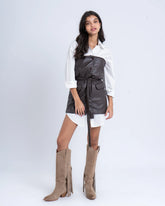 Faux Leather Belted Vest - Venti