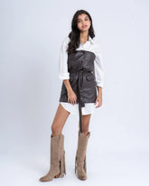 Faux Leather Belted Vest - Venti