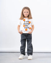 Graphic Tee with Crochet Flower Details - Venti