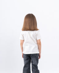 Graphic Tee with Crochet Flower Details