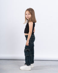 Ribbed Polo Zip Crop Top