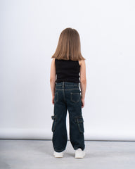 Ribbed Polo Zip Crop Top