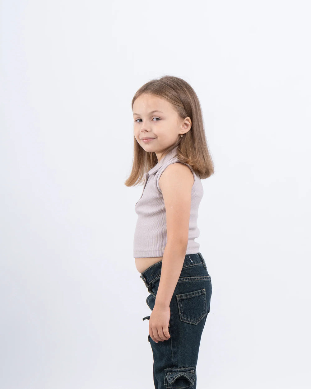 Ribbed Polo Crop Top - Venti