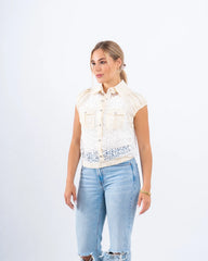 Lace Striped Buttoned Vest - Venti