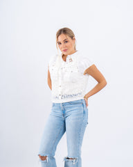 Lace Striped Buttoned Vest