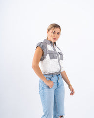 Lace Striped Buttoned Vest