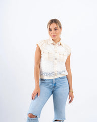 Lace Striped Buttoned Vest - Venti