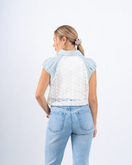 Lace Striped Buttoned Vest