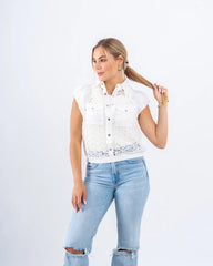 Lace Striped Buttoned Vest - Venti