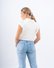 Lace Striped Buttoned Vest