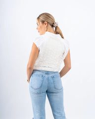 Lace Striped Buttoned Vest - Venti