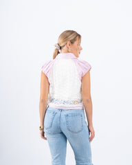 Lace Striped Buttoned Vest