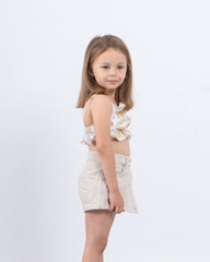 Ruffle Crop Top With Gold Accents