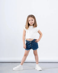 Denim Asymmetric Waist Short - Venti