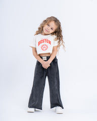 Wide-Leg Stone-Wash Pants