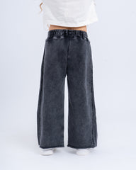 Wide-Leg Stone-Wash Pants