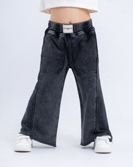Wide-Leg Stone-Wash Pants