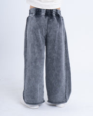 Wide-Leg Stone-Wash Pants