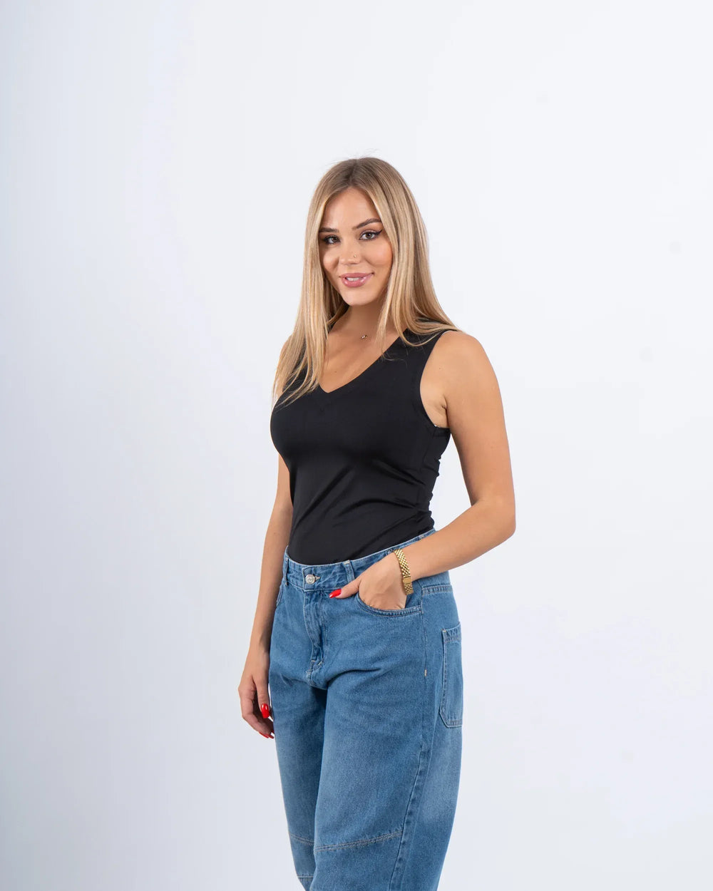 V-Neck Fitted Bodysuit - Venti