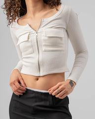 Ribbed Top With Zipper