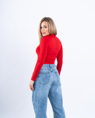 Ruched Long-Sleeve Bodysuit