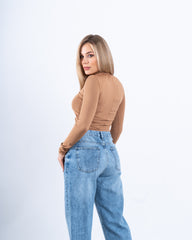 Ruched Long-Sleeve Bodysuit