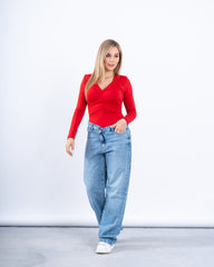 Ruched Long-Sleeve Bodysuit