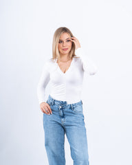 Ruched Long-Sleeve Bodysuit