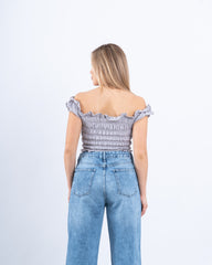 Smocked Off-Shoulder Crop Top