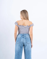 Smocked Off-Shoulder Crop Top - Venti