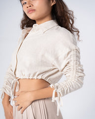 Drawstring Sleeve Blouse