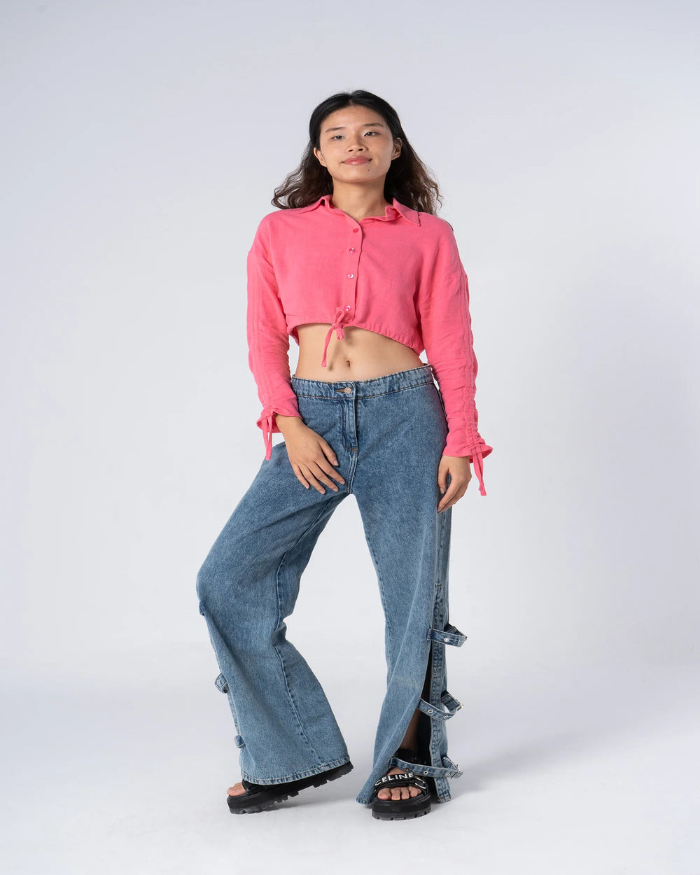 Drawstring Sleeve Blouse - Venti