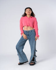 Drawstring Sleeve Blouse