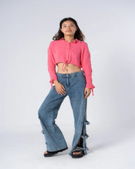 Drawstring Sleeve Blouse - Venti