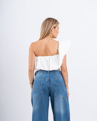 One-Shoulder Ruffle Crop Top