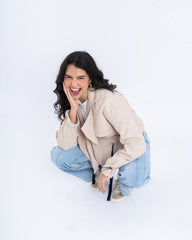 Cropped Layered Linen Trench Jacket