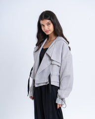 Cropped Layered Linen Trench Jacket