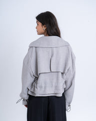 Cropped Layered Linen Trench Jacket