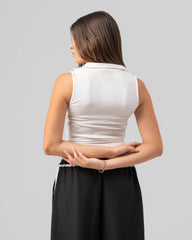 Zip Up Ribbed Polo Top - Venti