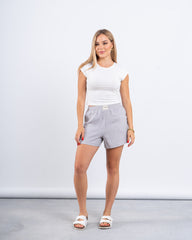 Elastic Waist Striped Poplin Shorts
