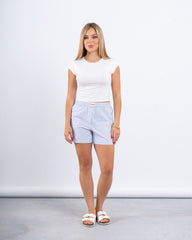 Elastic Waist Striped Poplin Shorts