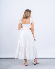 Embroidered Maxi Dress with Cut-Out