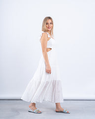 Embroidered Maxi Dress with Cut-Out