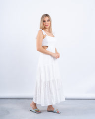 Embroidered Maxi Dress with Cut-Out