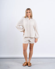 Striped Linen Overshirt & Shorts Set