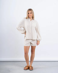 Striped Linen Overshirt & Shorts Set - Venti