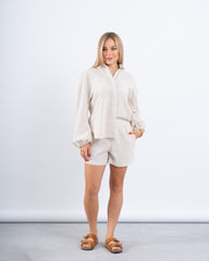 Striped Linen Overshirt & Shorts Set