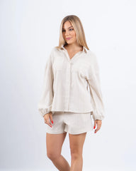 Striped Linen Overshirt & Shorts Set - Venti
